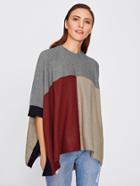 Shein Cut And Sew Panel Slit Side Poncho Sweater