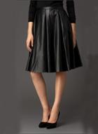 Shein Black Pu Leather Pleated Skirt