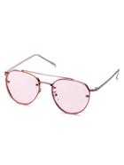 Shein Metal Frame Double Bridge Pink Lens Aviator Sunglasses
