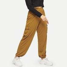 Shein Plus Solid Drawstring Waist Pants