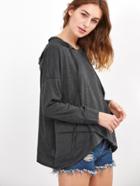 Shein Heather Grey Drop Shoulder Crossover Hoodie