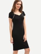 Shein Sweetheart Neckline Pencil Dress - Black