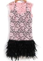 Shein Pink Haute Sleeveless Contrast Feather Bodycon Flapper Dress
