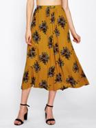 Shein Botanical Print Elastic Waist Skirt