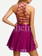 Shein Cami Straps Caged Back Skater Dress