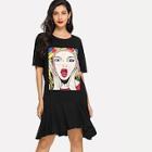 Shein Figure Print Asymmetrical Hem Dress