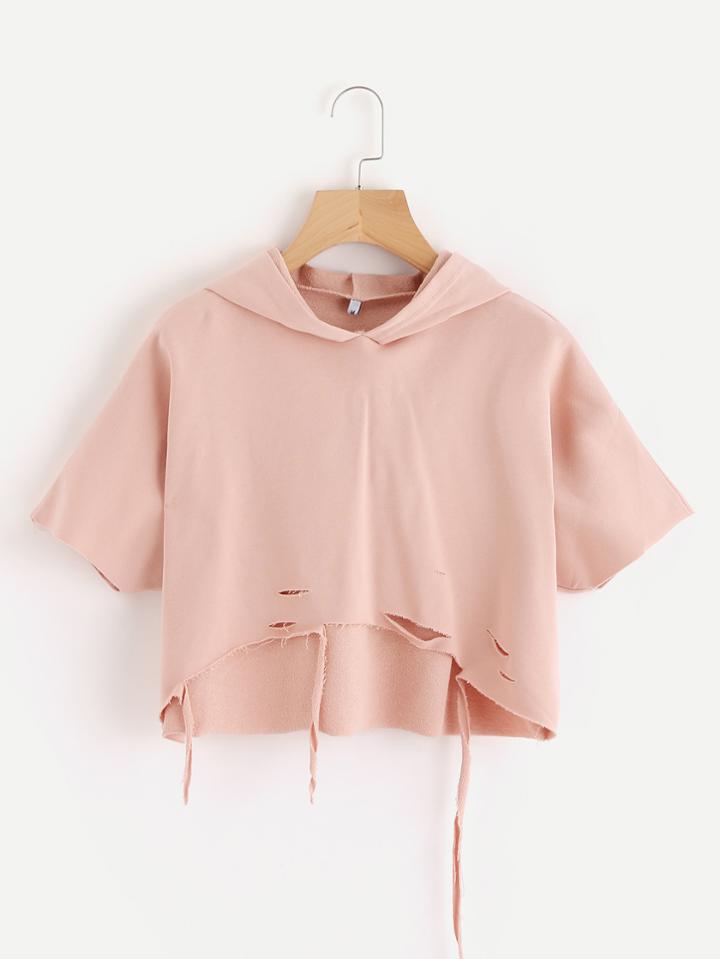 Shein Raw Cut Dip Hem Sweatshirt