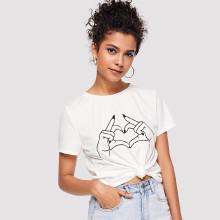 Shein Hand Print Twist Tee