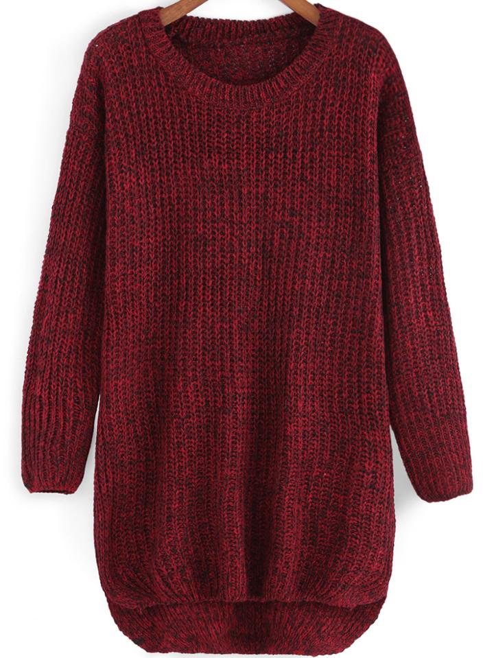 Shein Round Neck Dip Hem Knit Sweater