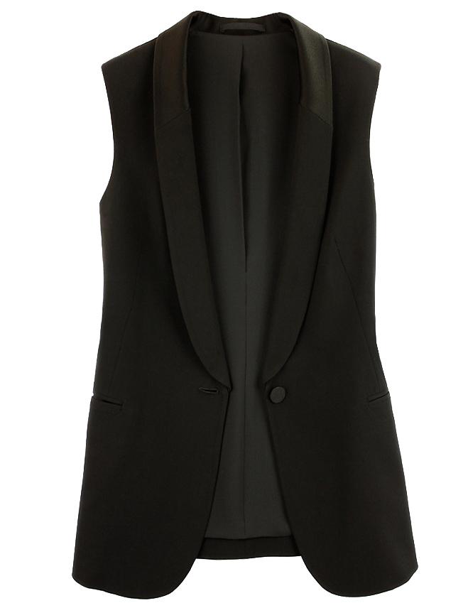 Shein Black Lapel Single Button Vest