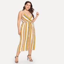 Shein Plus Surplice Front Striped Jumpsuit