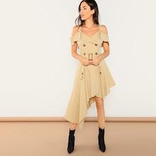 Shein Cold Shoulder Asymmetric Trench Dress