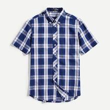 Shein Men Button Up Plaid Curved Hem Shirt