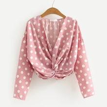 Shein Twist Front Spot Blouse