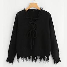 Shein Knot Front Solid Jumper