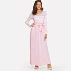 Shein Striped Tie Waist Longline Dress