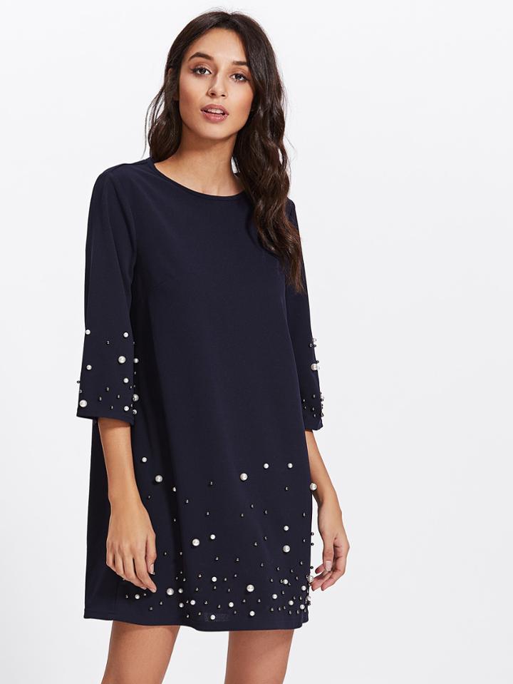 Shein Pearl Beading Tunic Dress