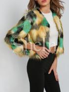 Shein Multicolor Faux Fur Coat