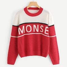 Shein Color Block Letter Print Jumper