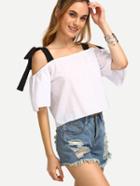 Shein White Contrast Straps Shirt