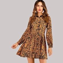 Shein Snake Print Single Breasted Dress