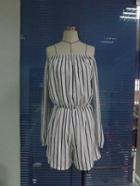 Shein Fashion Stripes Word Shoulder Jumpsuit