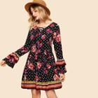 Shein Lace Up Layered Ruffle Floral Dress