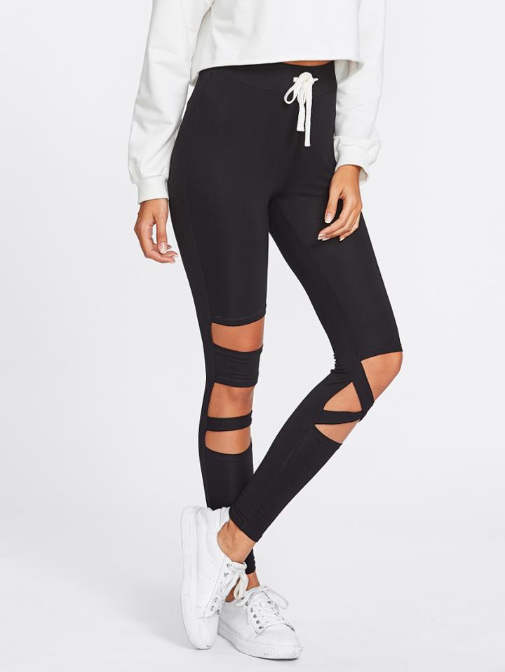 Shein Cut Out Crisscross Bandage Leggings