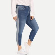 Shein Plus Cut And Sew Asymmetrical Hem Jeans
