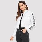 Shein Button & Pocket Front Collar Neck Plaid Jacket