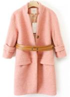 Rosewe Sweet Pink Three Quarter Sleeve Single Breasted Coat
