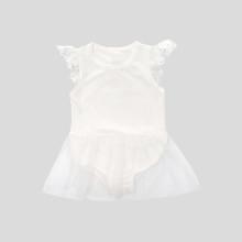 Shein Girls Contrast Lace Sleeve Solid Romper