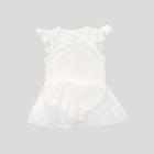 Shein Girls Contrast Lace Sleeve Solid Romper