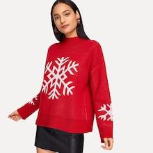 Shein Christmas Snowflake Print Sweater
