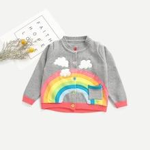 Shein Toddler Girls Rainbow Print Pocket Detail Cardigan