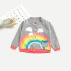 Shein Toddler Girls Rainbow Print Pocket Detail Cardigan