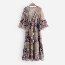 Shein Paisley Print Ruffle Hem Dress