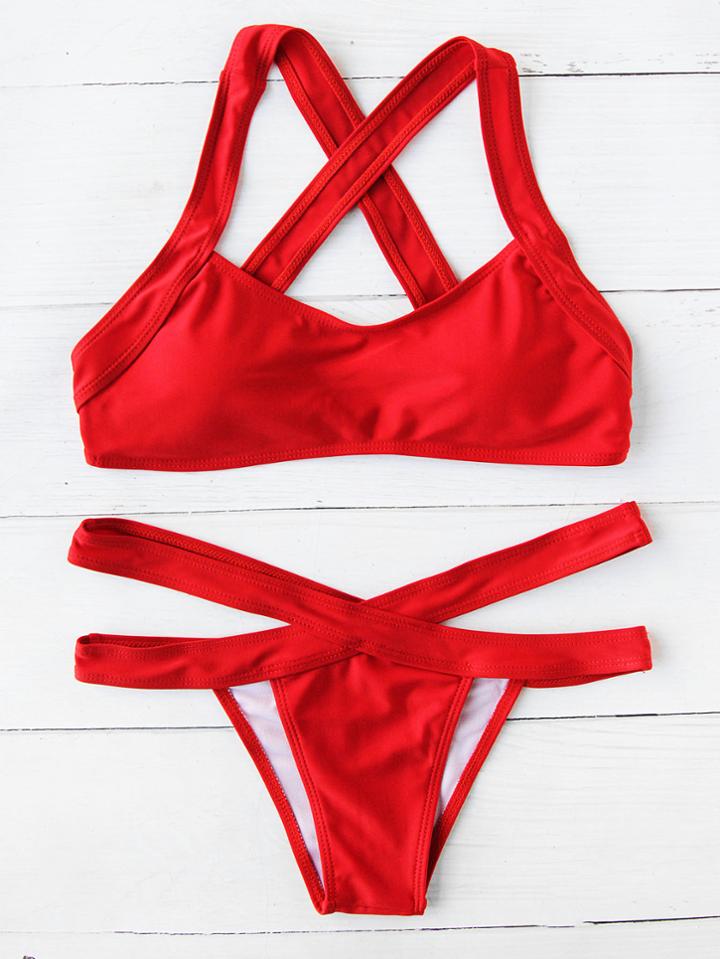 Shein Cross Back Strappy Bikini Set