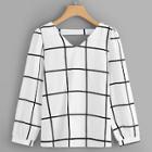 Shein V Neck Plaid Chiffon Blouse