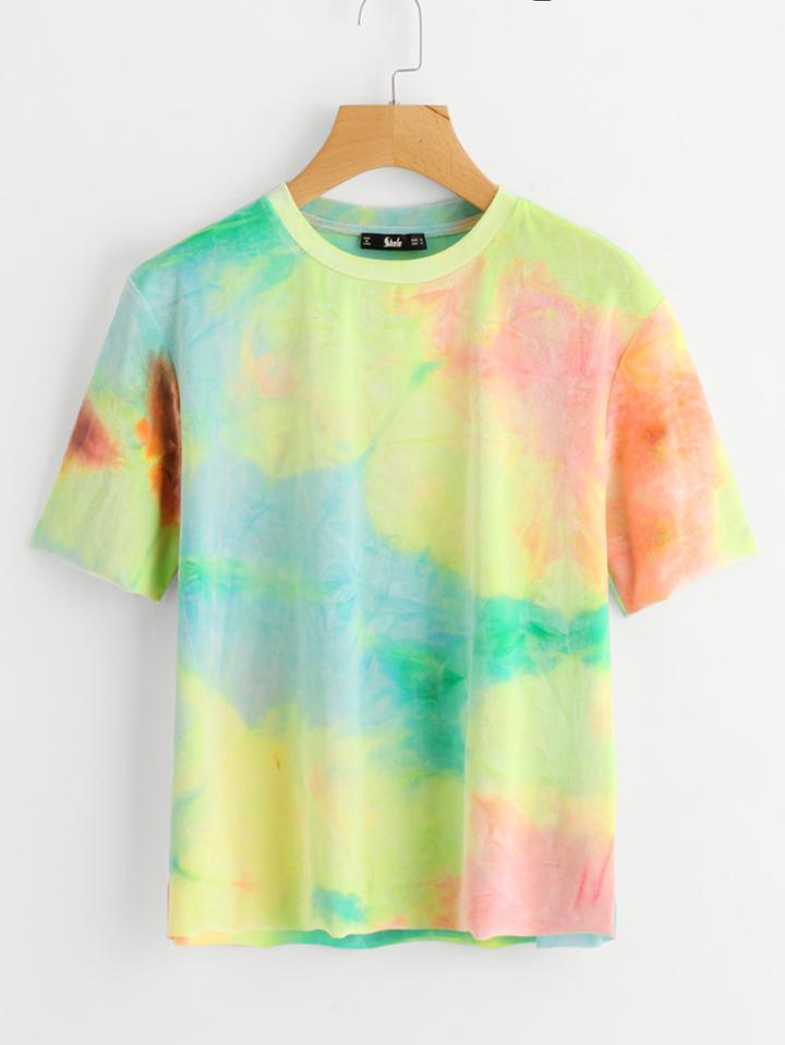 Shein Pastel Tie Dye Velvet Tee