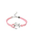 Shein Anchor Charm Pink Faux Suede Bracelet