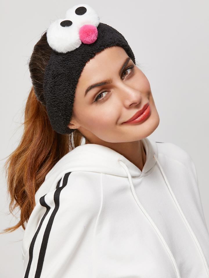 Shein Black Big Eyes Cute Fuzzy Headband