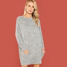 Shein Pocket Front Solid Teddy Dress