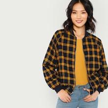 Shein Raglan Sleeve Plaid Jacket