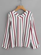 Shein V Neckline Vertical Striped Blouse