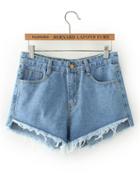 Shein Staggered Raw Hem Denim Shorts