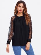 Shein Lace Panel Sleeve Blouse