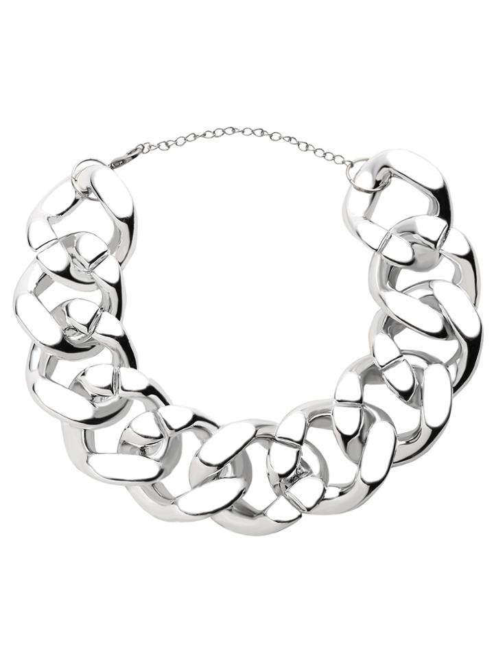 Shein Silver Oversized Curb Chain Necklace