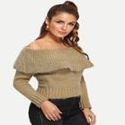 Shein Foldover Front Off Shoulder Sweater