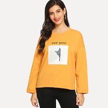 Shein Drop Shoulder Cat Print Tee
